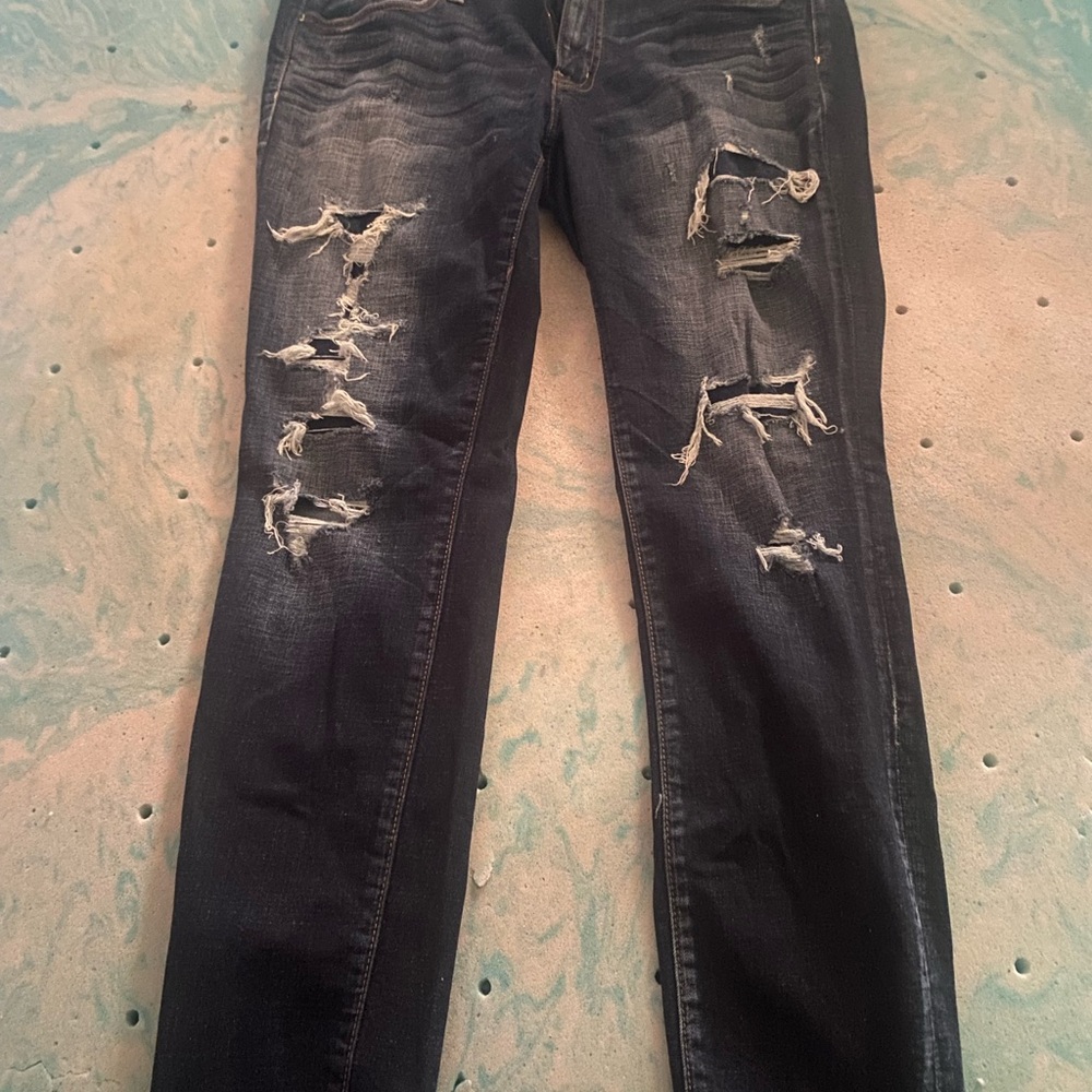 American Eagle Outfitters Distressed Dark Blue Skinny Jeans